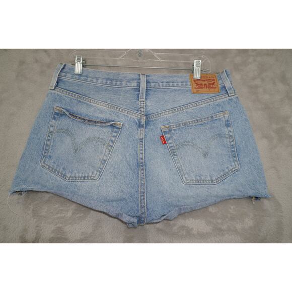 Levi’s 501 High Rise Cutoff Shorts W32 Light Wash Denim Raw Hem Distressed VTG - Picture 3 of 6